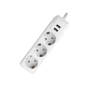 3 EU Outlets Power Socket With USB Ports